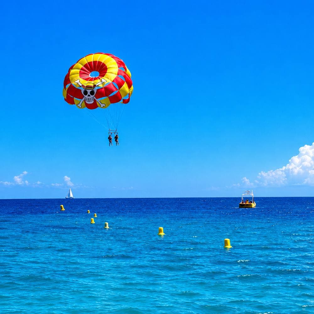 Parachute ascensionnel au-dessus de la mer